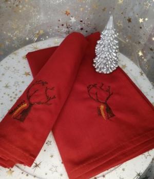 Broderies Noël serviettes de table