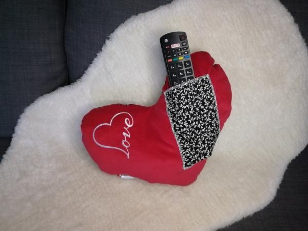 coussin cœur télécommande