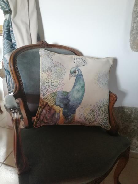 coussin paon